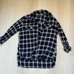 The Kooples Black and White Plaid Button-Down Shirt - Women